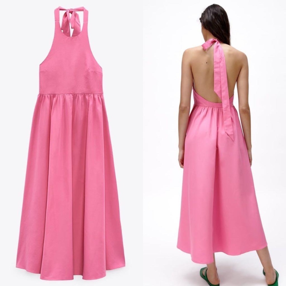 New Zara Elegant Pink Sleeveless Dress - Picture 9 of 10